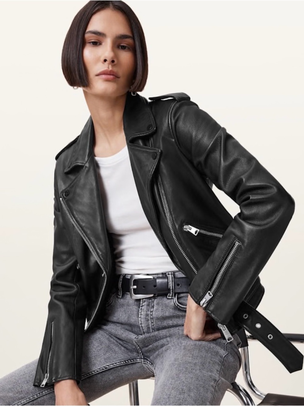 All Saints BALFERN LEATHER BIKER JACKET in black!